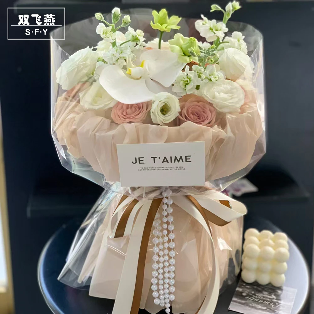 新品蝉翼膜防水内衬纸鲜花花束包装纸纯色花艺材料哑光雾面纸