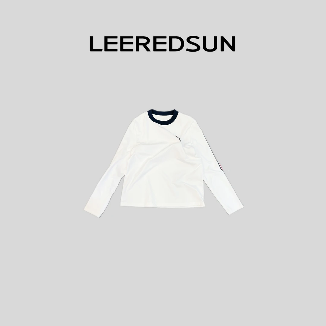 LEEREDSUN "两全其美" 简约领口撞色图标百搭长袖YY01CX3025