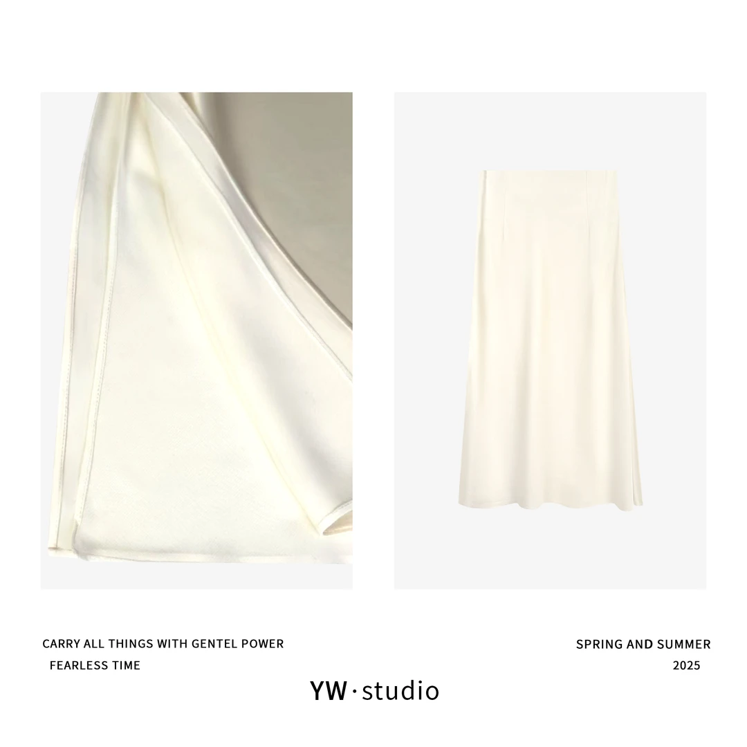 YUWEI/定制  极简  86%醋酸垂感侧开叉半裙  CYPL3015