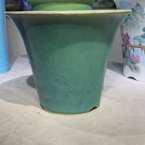 摆件大**塘绿釉雅光陶瓷