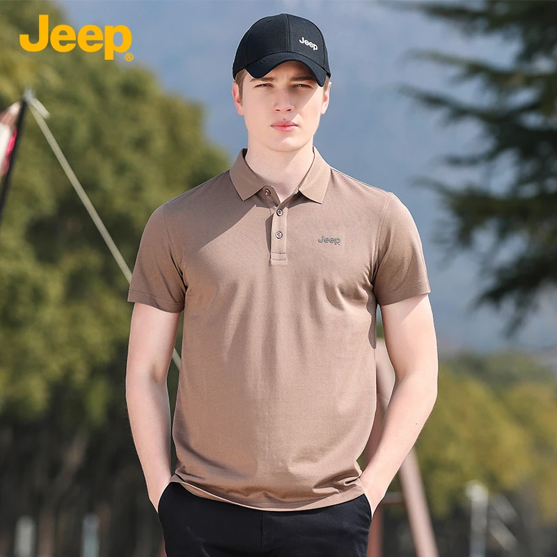 JEEP/吉普夏季宽松休闲POLO衫翻领含桑蚕丝短袖上衣656