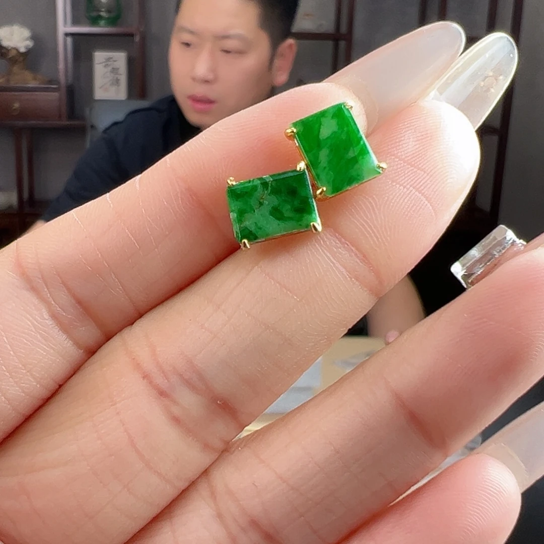 银S925镶嵌翡翠耳饰耳环40