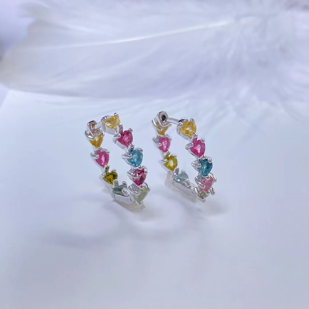 ZY-YGBXE421-碧玺耳钉3mm心 形