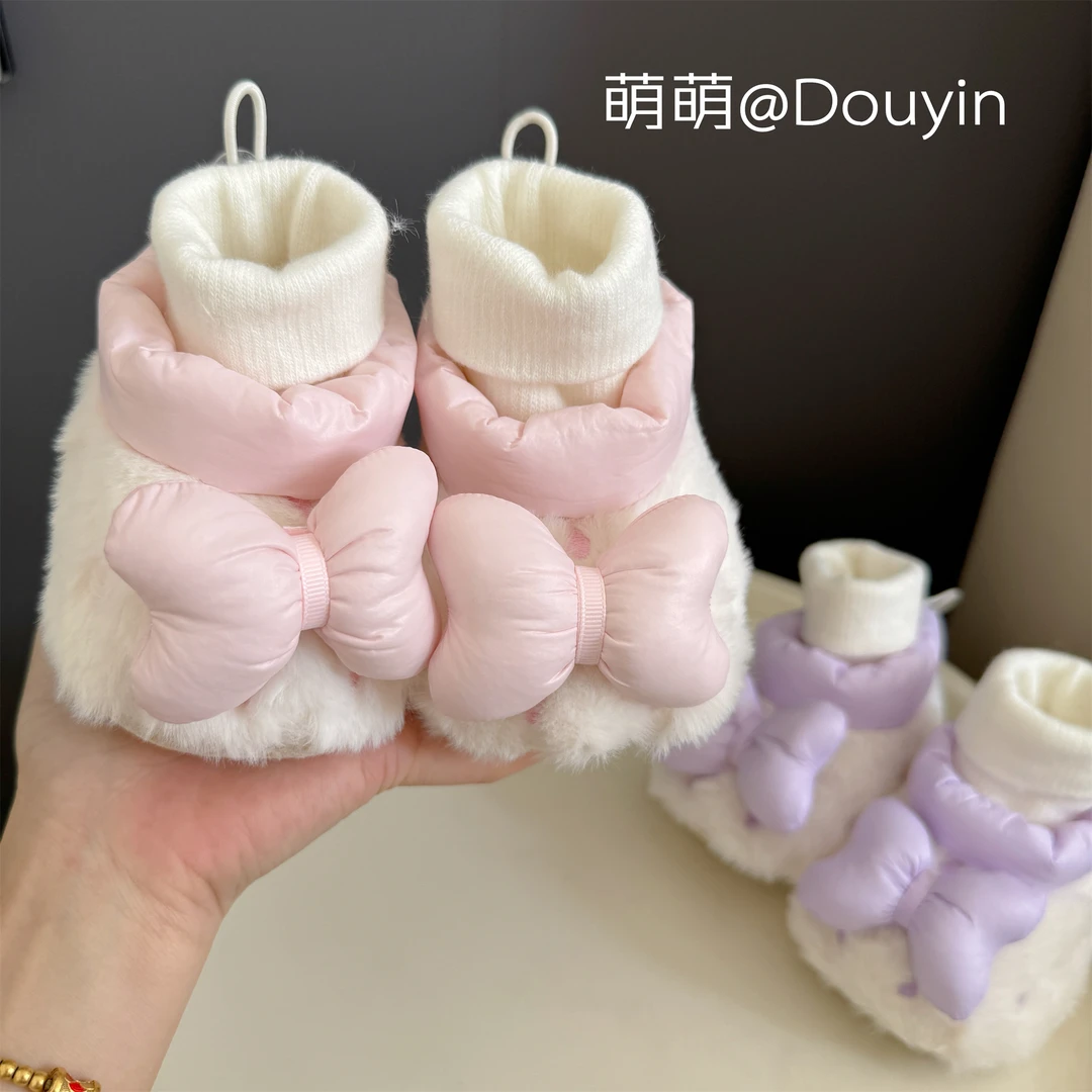 新款冬季婴幼儿0-1岁女宝宝软底加厚公主鞋袜不掉跟加绒保暖棉鞋