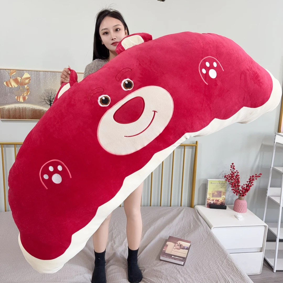 新款红色熊靠枕毛绒玩具玩偶长条抱枕布娃娃公仔生日礼物