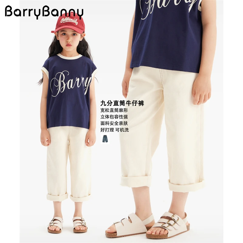 （断码清仓）Barry Banny 2025夏季新款慵懒风阔腿裤七分裤牛仔裤