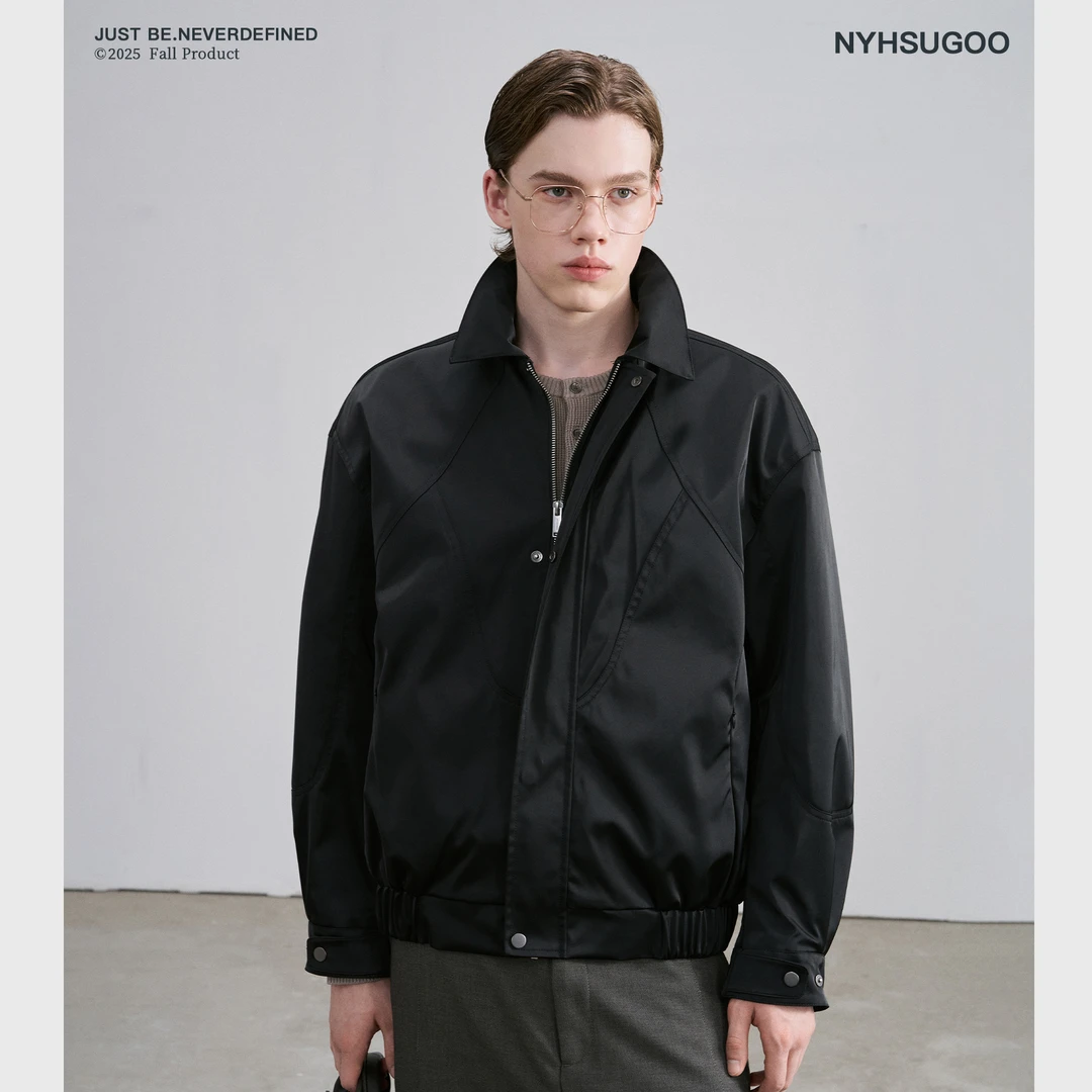 NYHSUGOO/南乙秋季2.0丝光缎面翻领夹克男士廓形3799外套上衣