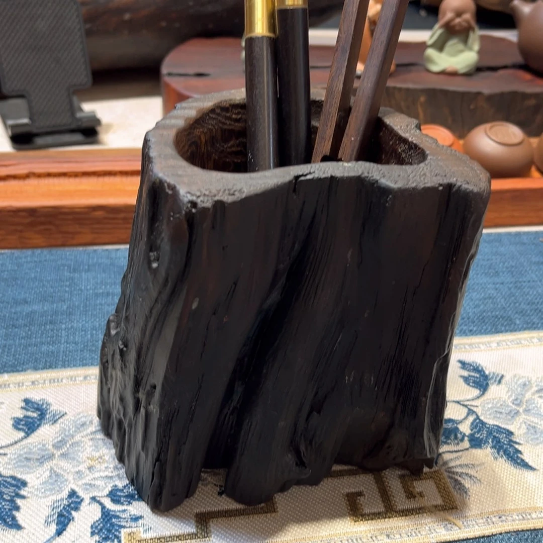 缅甸鸡翅木随行笔筒