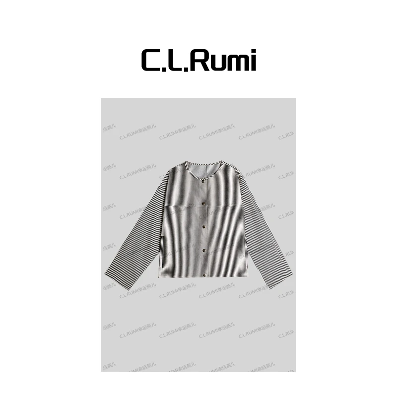 【Rumi时装】“檀木条“25新复古休闲宽松显瘦遮肉条纹外套上衣7009wt