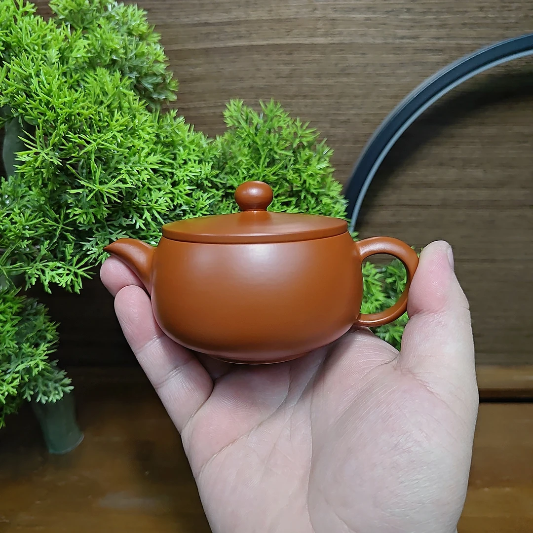 潮州朱泥手拉壶原矿朱泥广天壶6公分大口径实用器型  120毫升