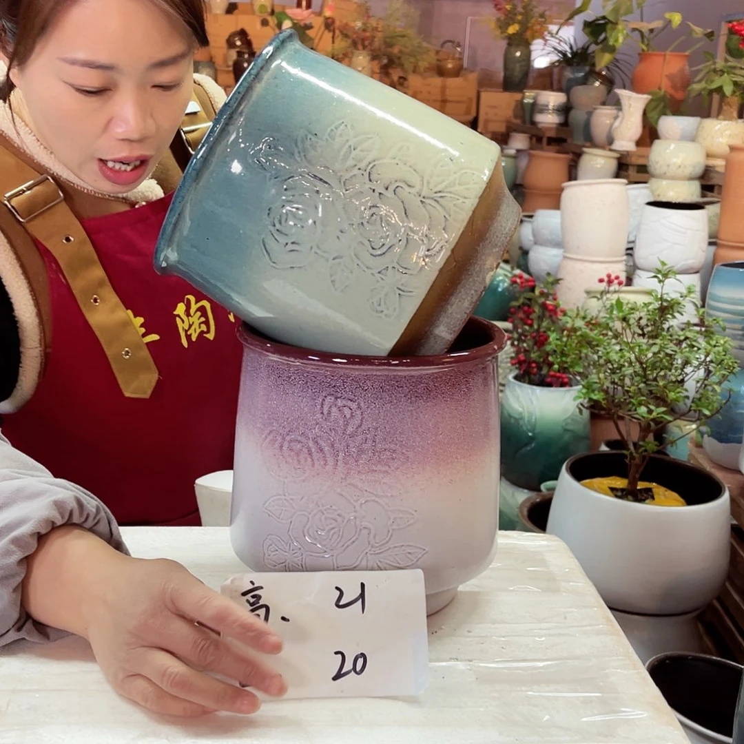 紫砂花盆高度21口径20