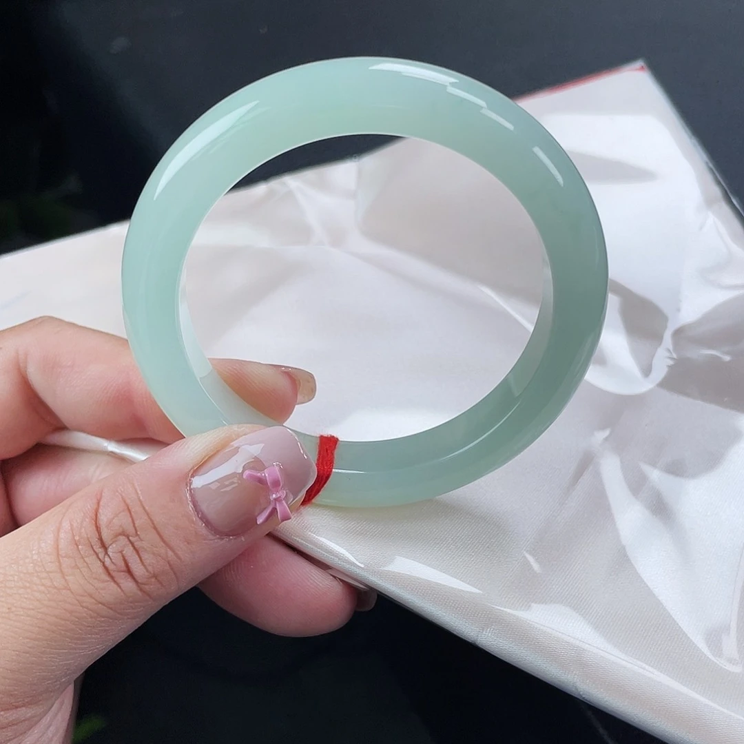 翡翠手镯未镶嵌55.6正圈冰胶芙蓉绿微瑕放漏强推10005