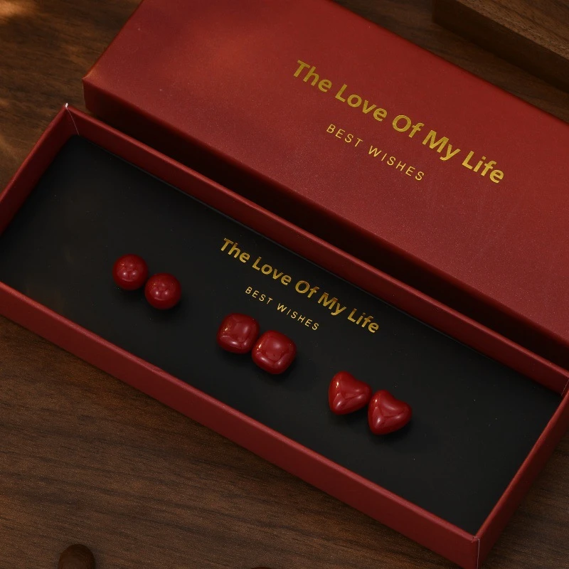 合金耳饰 005 法【一生所爱·Luis】法式复古安可拉红耳钉新年套装