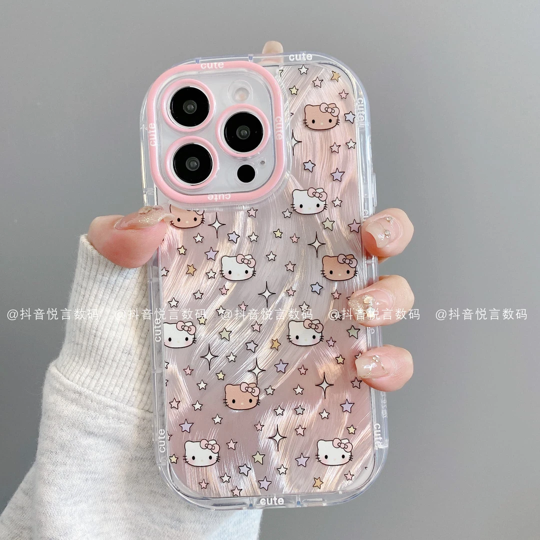 泡芙羽纱适用iphone16promax苹果15/14/13/12华为小米手机壳凯蒂