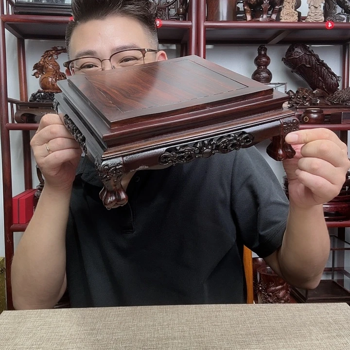 峰***转微凹黄檀工艺品底座