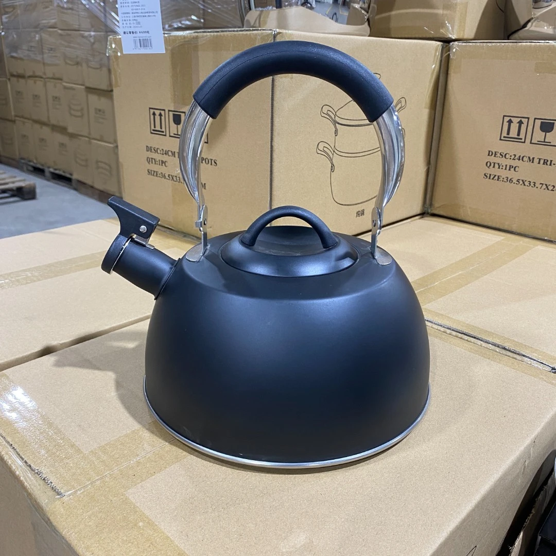 W150 外贸原单18/10不锈钢烧水壶黑色磨砂烧釉工艺2L烧水壶活把