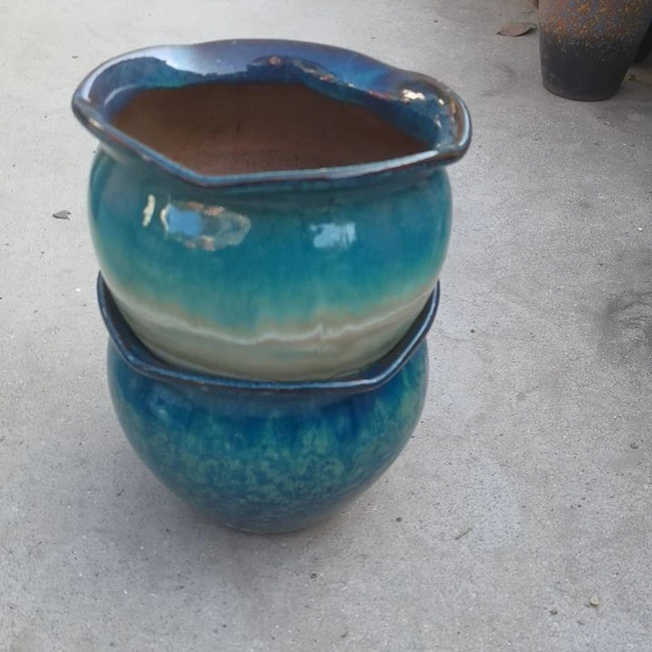 红陶口20高17两个盆