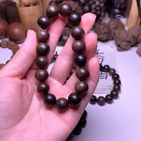 檀香木手串/手链檀香阴沉1.2/17横纹满纹微瑕
