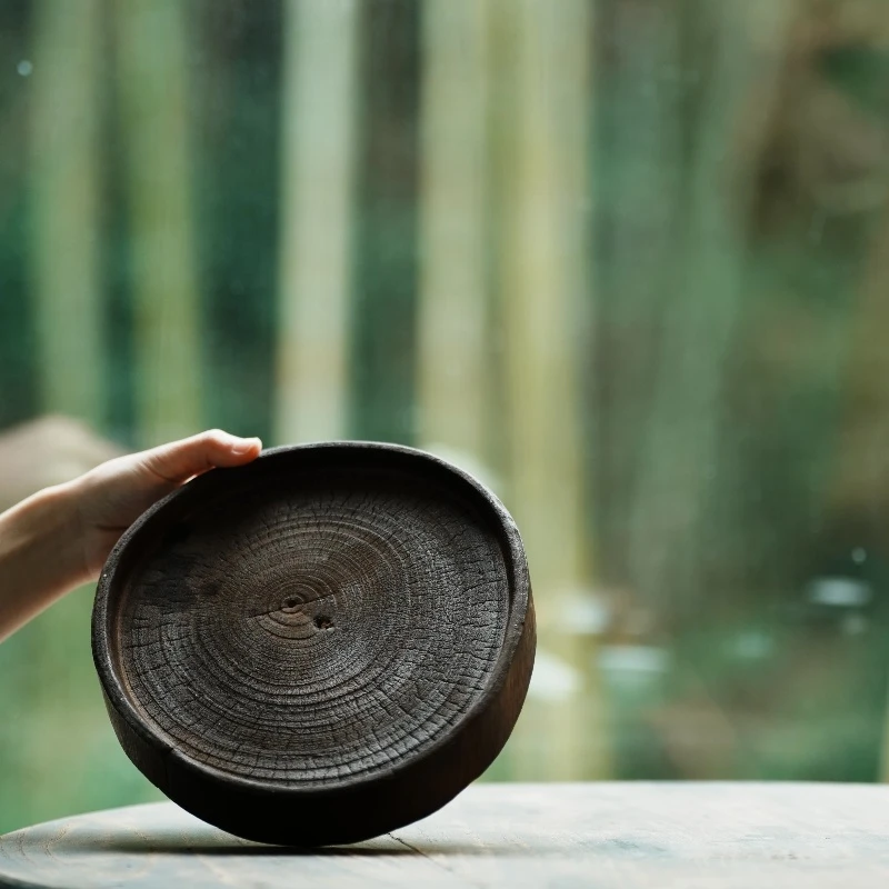 别茶道实木香樟木仿古侘寂风木托壶承底托底座茶托干泡底座茶摆件