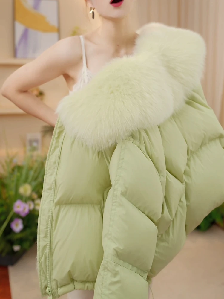 2025冬季新款韩系时尚高级感毛领设计感气质外套女慵懒风宽松棉服