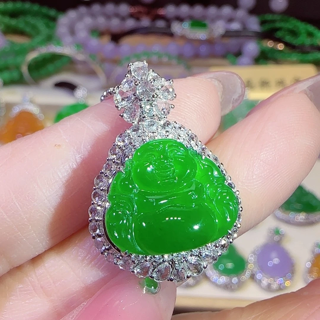 翡翠18K金镶嵌吊坠(不含链)