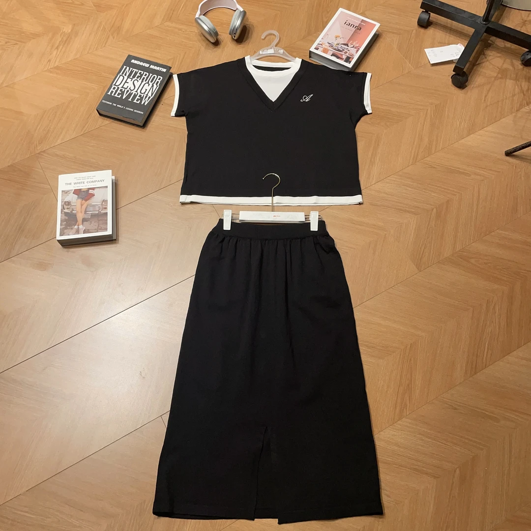 新疆包邮【Z43】短袖套装2件套-衣长55裙长78