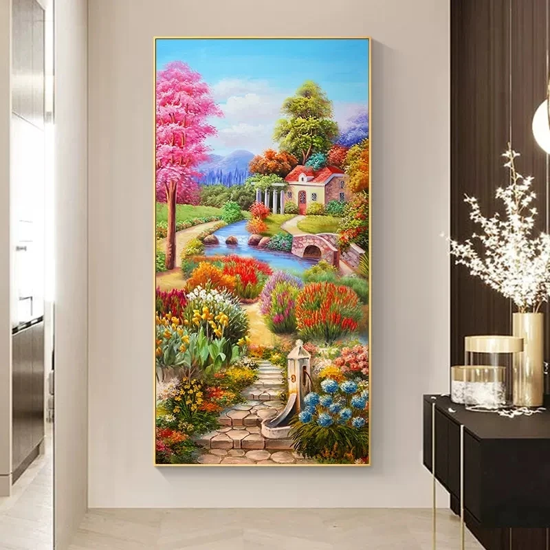 梦幻家园钻石画满钻新款竖版玄关走廊风景水晶砖石贴画十字绣手工