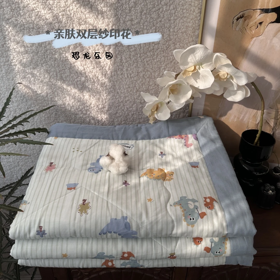 全棉双层纱棉花被夏被可机洗A类脱脂棉