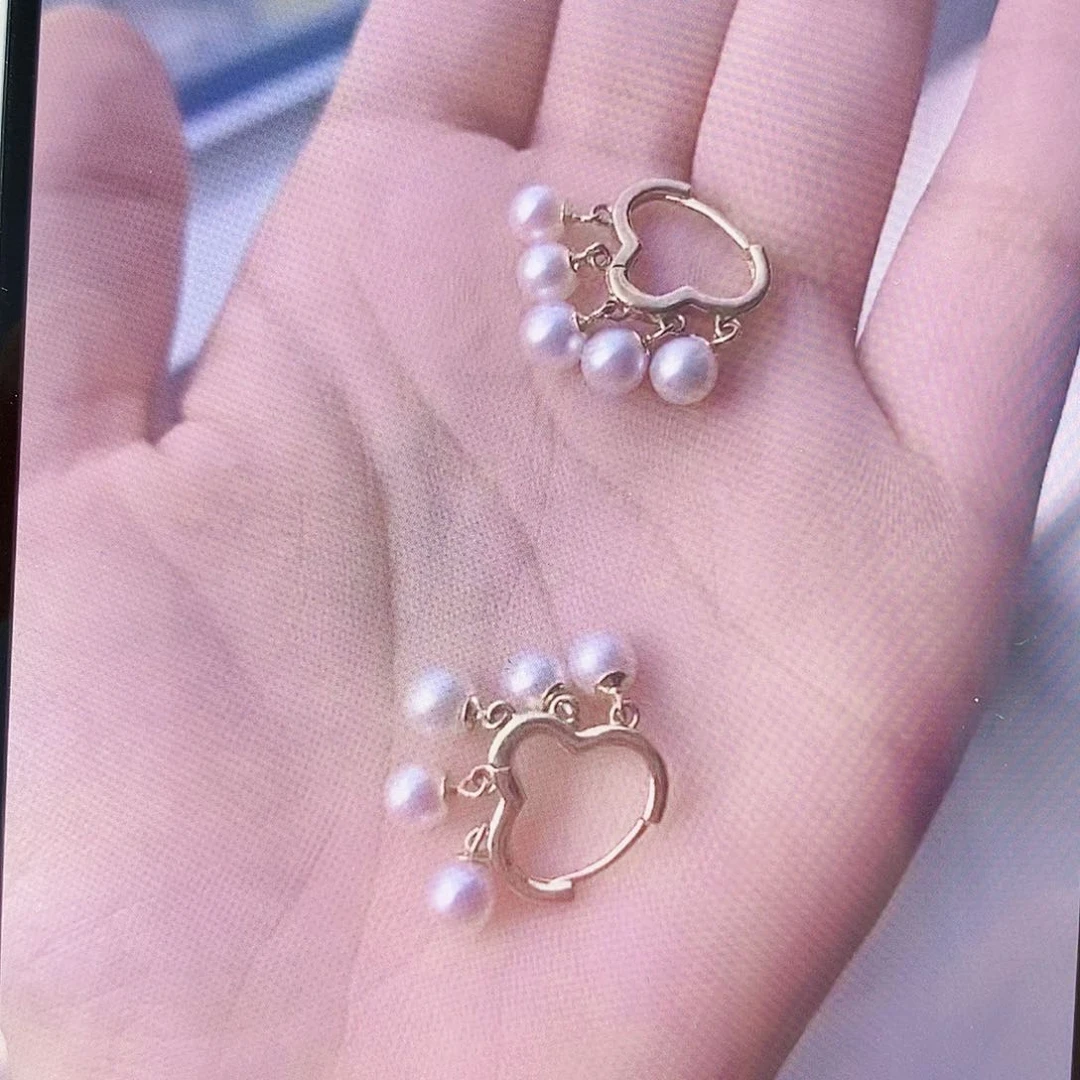 银S925镶嵌淡水珍珠特价多珠耳饰爱****丁