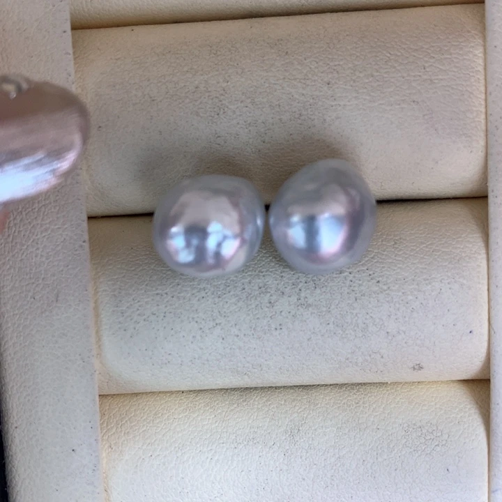 银S925镶嵌耳饰海水珍珠