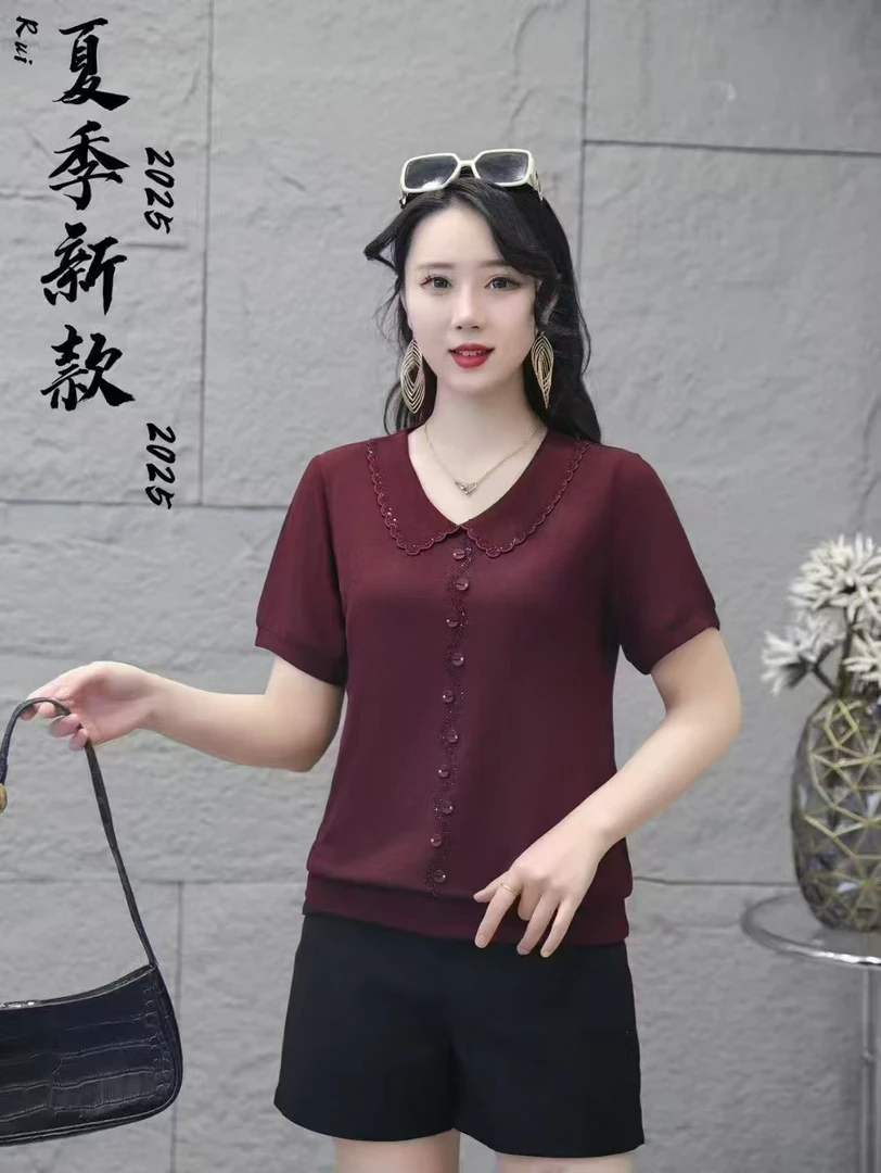四季平价中老年妈妈奶奶时尚夏季针织T恤衫