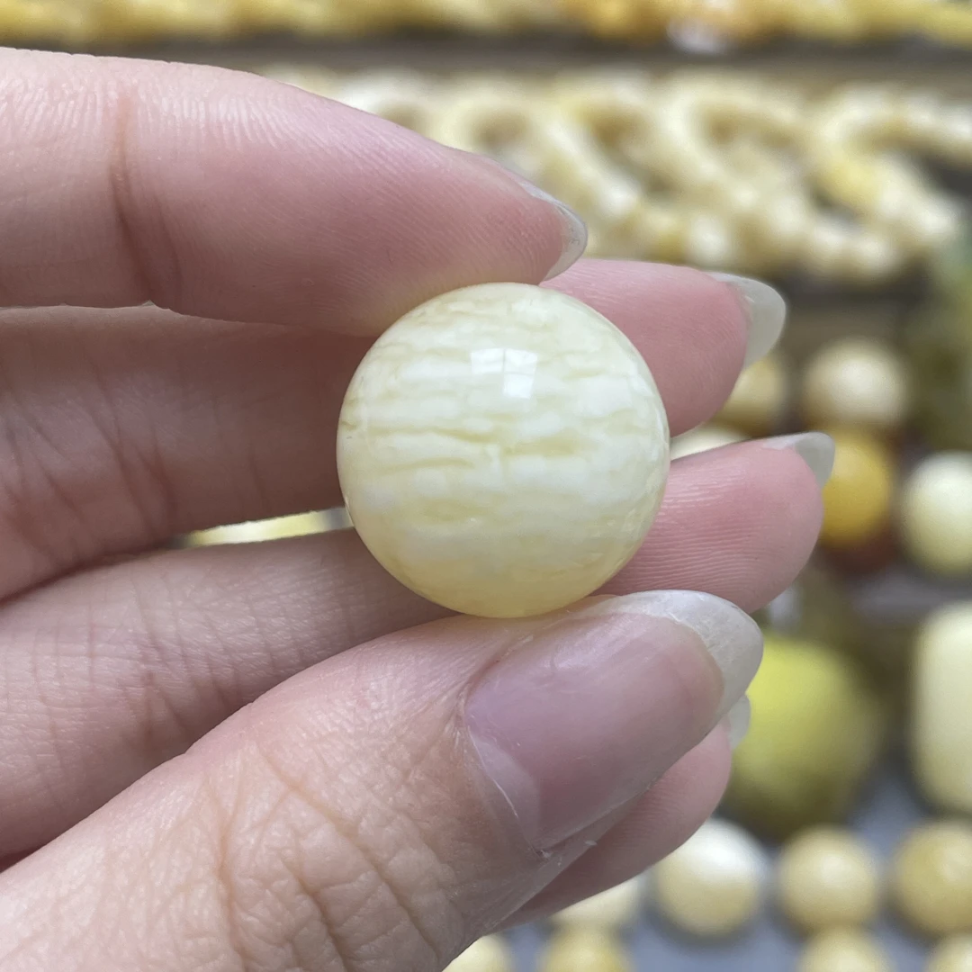 段掌柜臻选·18.4mm天然原矿蜜蜡白花虎皮千层雪圆珠