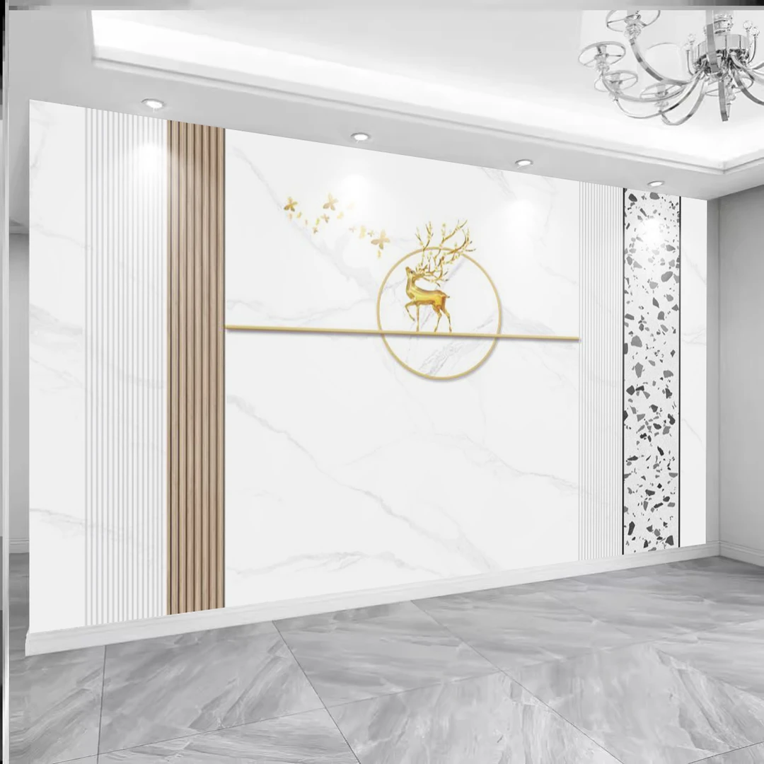 麋鹿简约轻奢电视背景墙布壁纸卧室沙发影视墙布装饰壁画新款墙贴