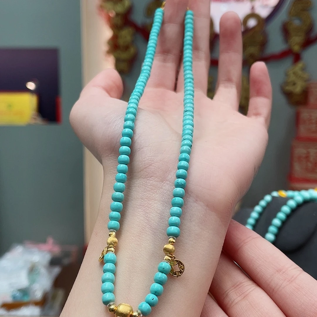 绿松石颈饰18K金镶嵌