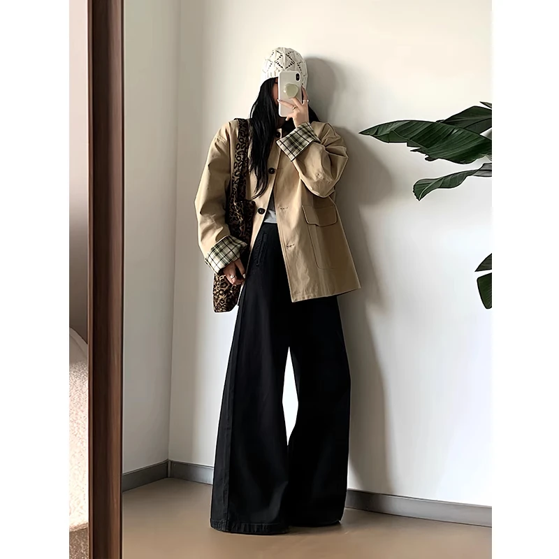 卡其色风衣外套女2025春秋新款小个子韩系巴恩风短款宽松休闲上衣