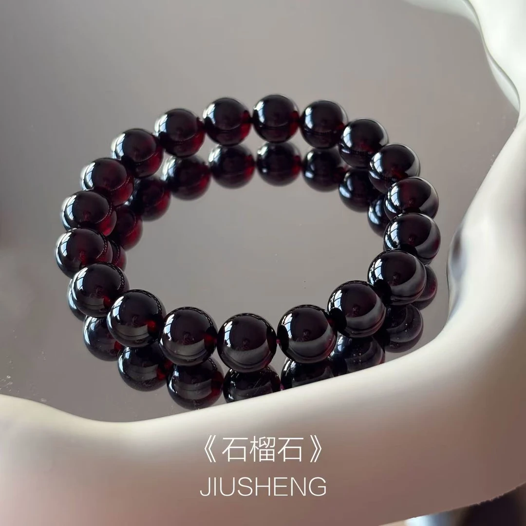【玖笙】天然酒红石榴石单圈手串 时尚百搭 多尺寸多样性发其一
