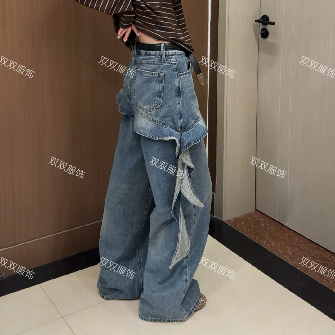 【SSOUHAN】欧货小众设计屁帘裙牛仔裤时尚洋气