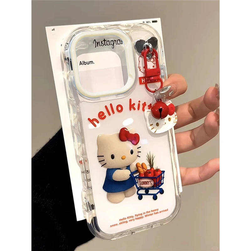 奥菲顿购物凯蒂铃铛挂件适用iPhone16/15波纹手机壳14苹果13/12套