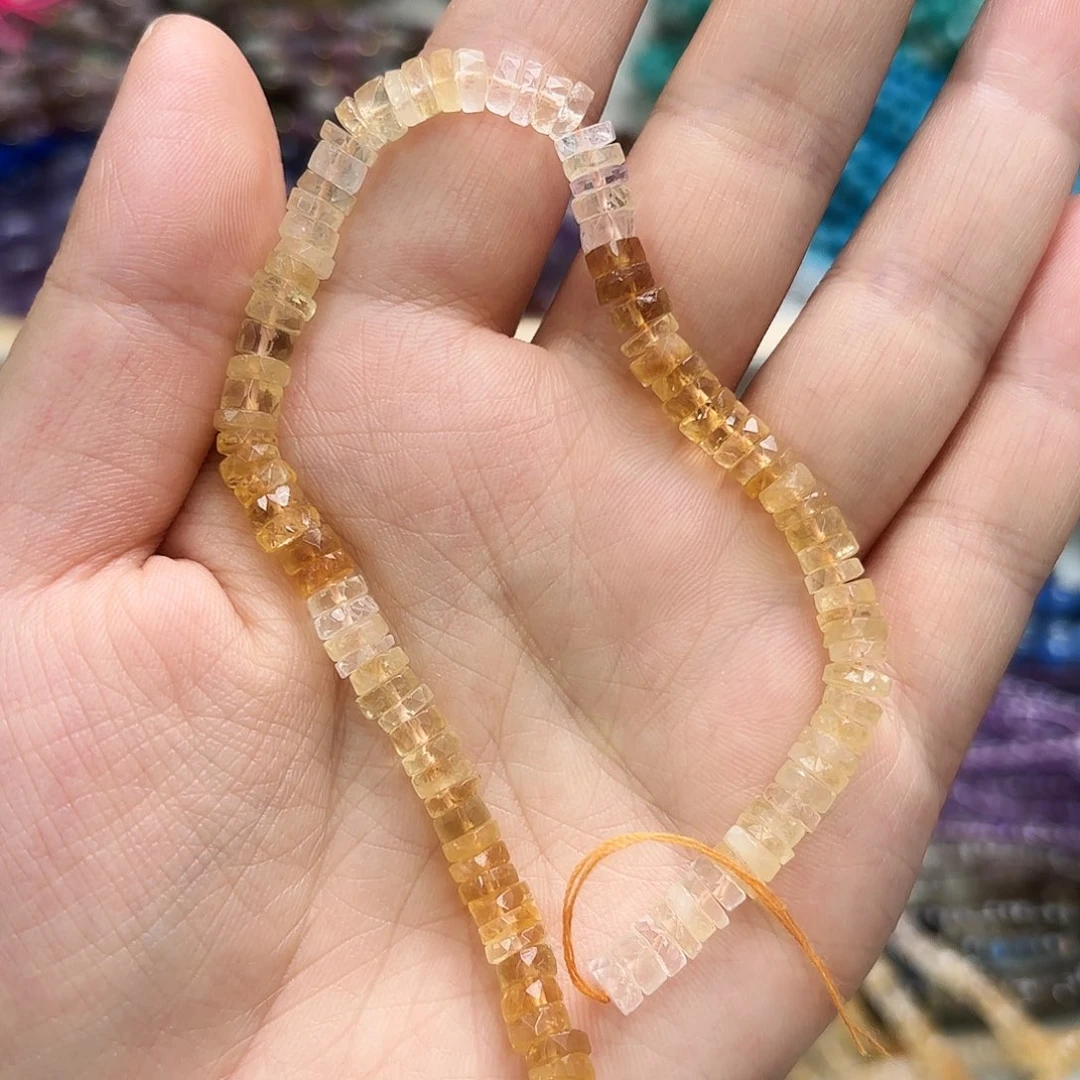 未镶嵌玛瑙/玉髓珠宝半成品卡5-6黄水晶直切18㎝