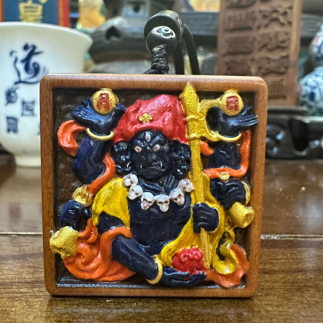 值年岁君 地司太岁统领 殷郊元帅枣木牌+蛇年锦囊 纯矿颜料上色