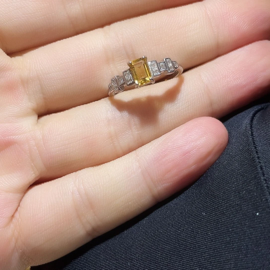 黄晶戒指银S925镶嵌12345