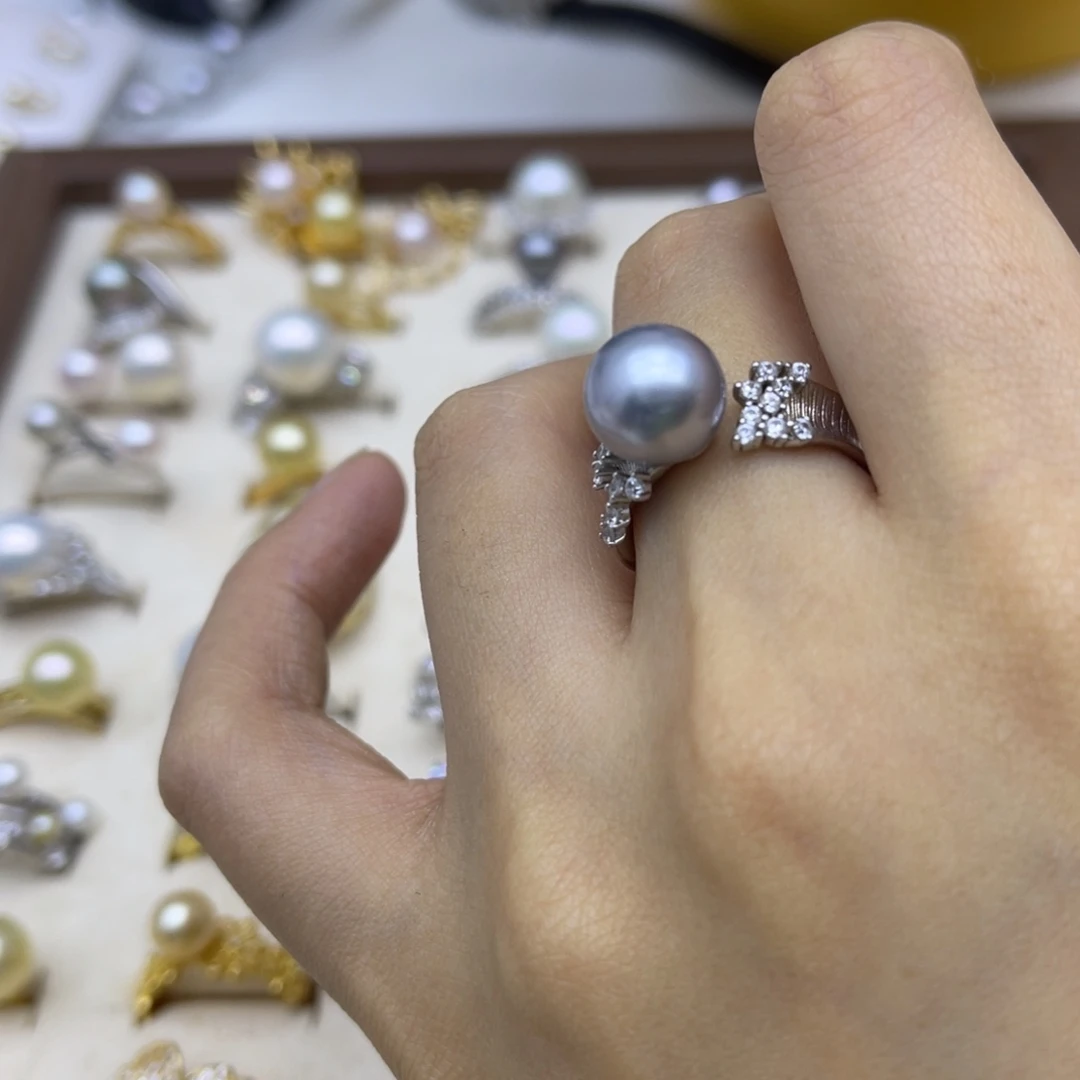 戒圈银S925镶嵌海水珍珠