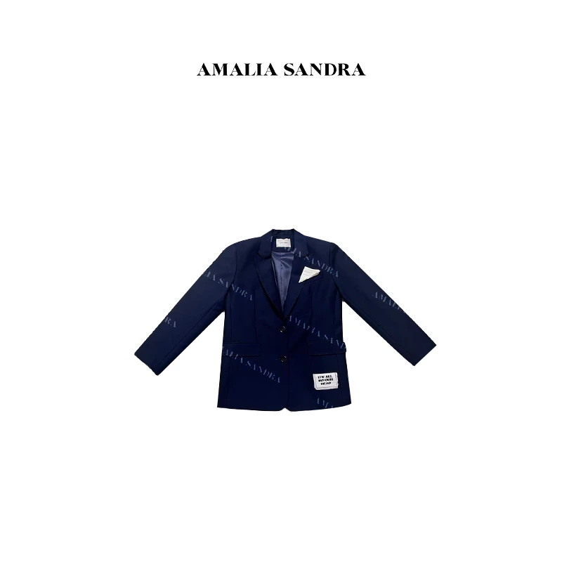 AMALIA SANDRA Slogan 标签纹理戗驳领西装