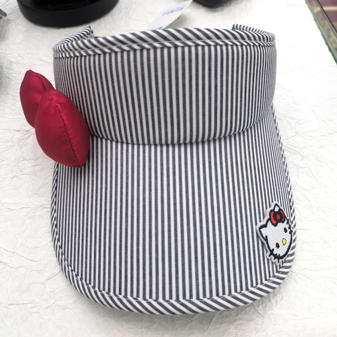 KK133黑色条纹红色蝴蝶结KT猫咪太阳帽帽子