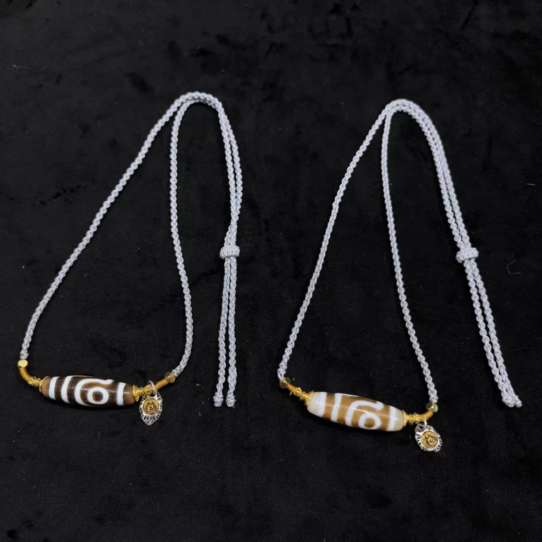 【曹美丽精选】H00825-玛瑙diy脖挂（二眼）-多样性发其一-12*38mm