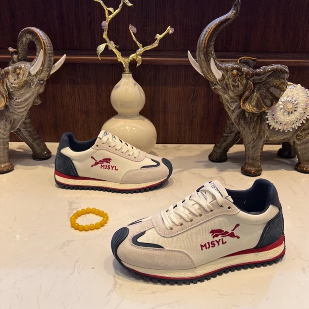 低帮系带拼色时尚潮流休闲运动男鞋秋季舒适软底复古百搭阿甘鞋