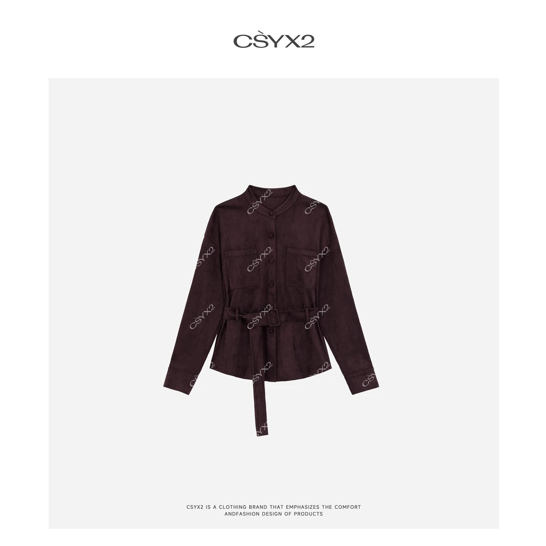 CsyX2-早秋新款“英伦之秋”立领腰带外套CZQQ003