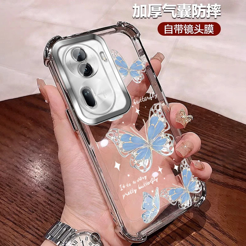 公主风适用opporeno11手机壳女款防摔气囊可爱风格pro 全包镜头膜