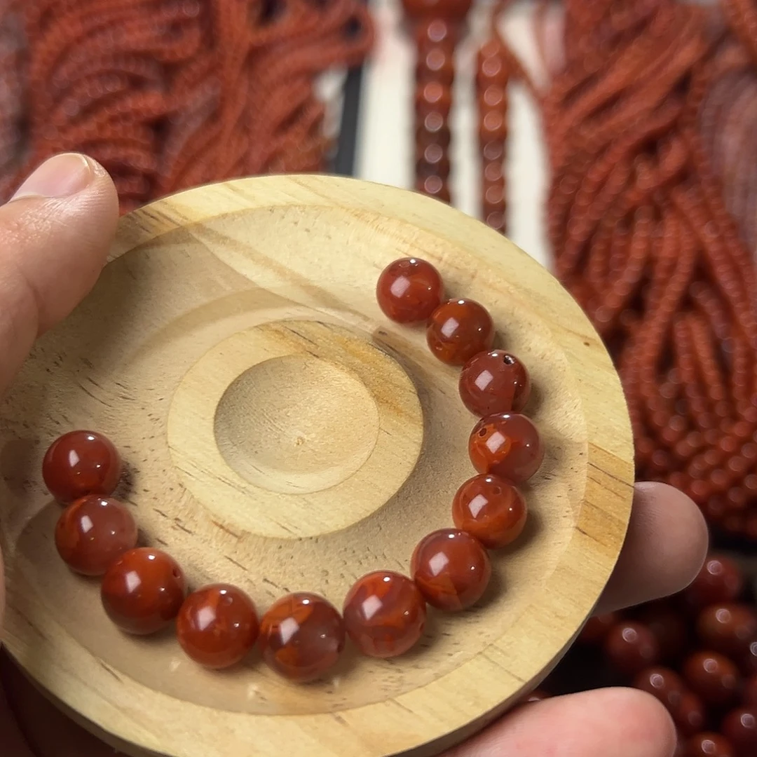 南红玛瑙未镶嵌手串卡10火焰纹