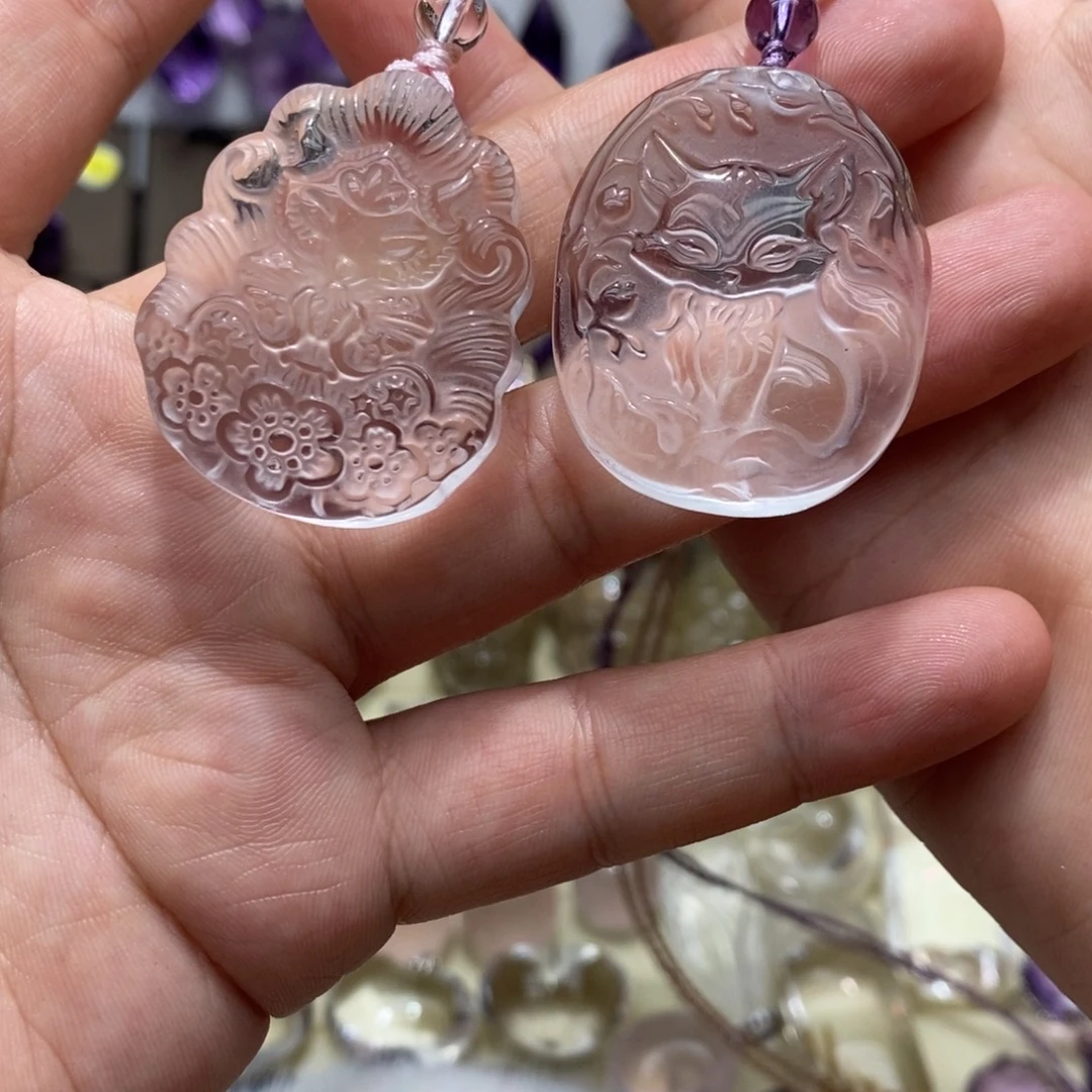 未镶嵌水晶吊坠(赠链)白水晶九尾狐吊坠
